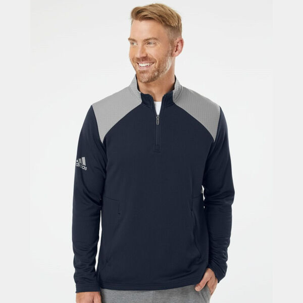 Men's Textured Mixed Media Quarter-Zip Pullover Thumbnail