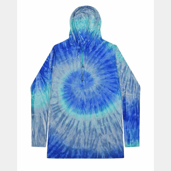 Unisex Tie-Dyed Hooded Long Sleeve T-Shirt Thumbnail