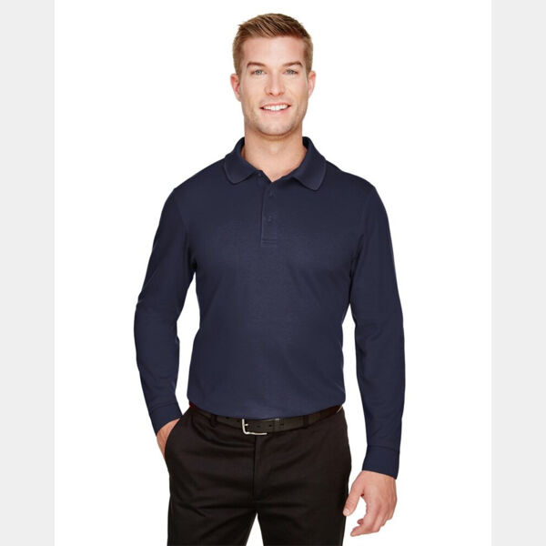 Men's Tall CrownLux Performance® Plaited Long Sleeve Polo Thumbnail