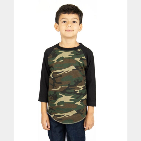 Youth Three-Quarter Sleeve Camo Raglan T-Shirt Thumbnail