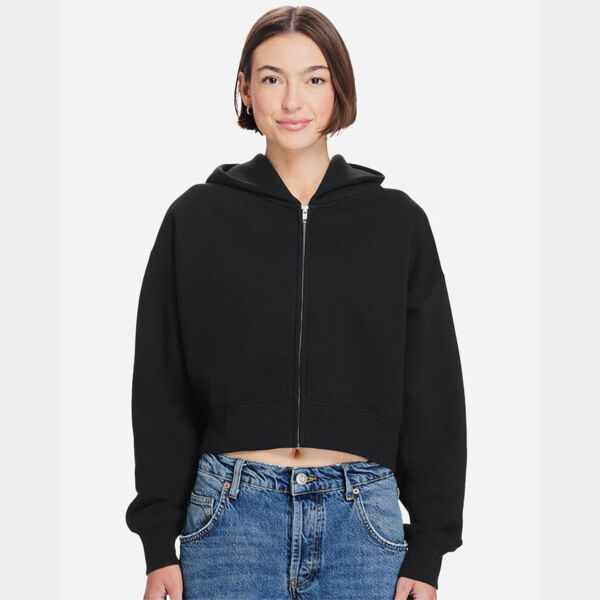 Women's Relaxed Cropped Full-Zip Hoodie Sweatshirt Thumbnail
