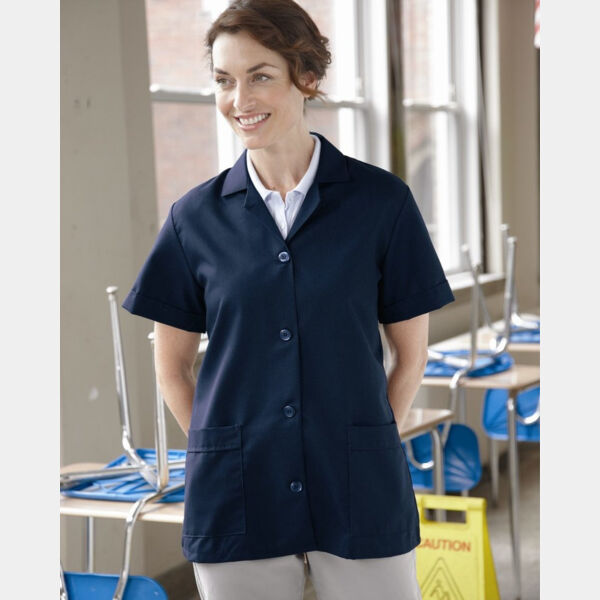 Women's Loose Fit Short Sleeve Button Smock Thumbnail