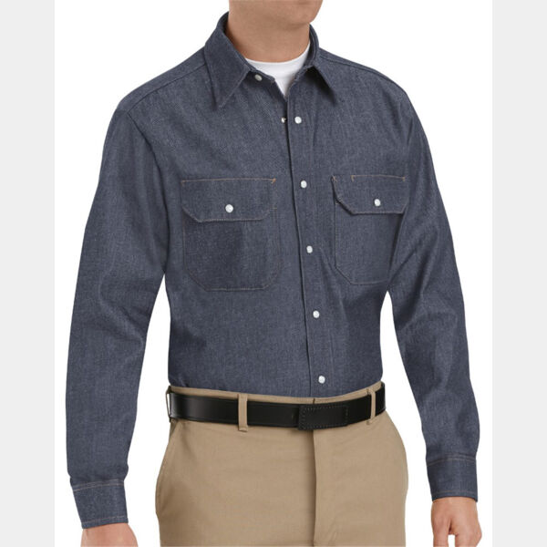 Men's Deluxe Denim Long Sleeve Shirt Thumbnail