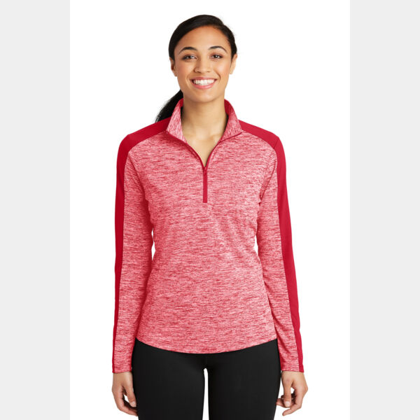 Women's PosiCharge ® Electric Heather Colorblock 1/4 Zip Pullover Thumbnail