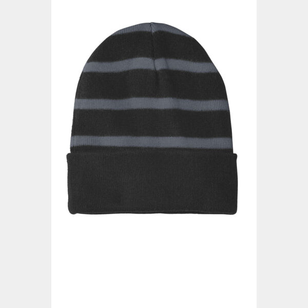 Striped Beanie with Solid Band Thumbnail
